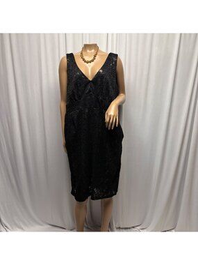 Torrid Black Sleeveless Lace Overlay Dress Womens Size 18 Shimmery Evening Party